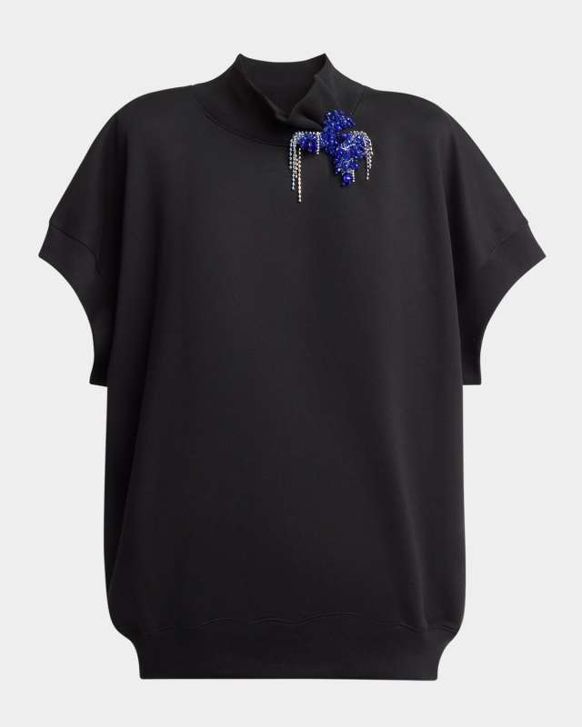 Halovara Embellished Short-Sleeve Sweater